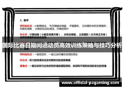 国际比赛日期间运动员高效训练策略与技巧分析