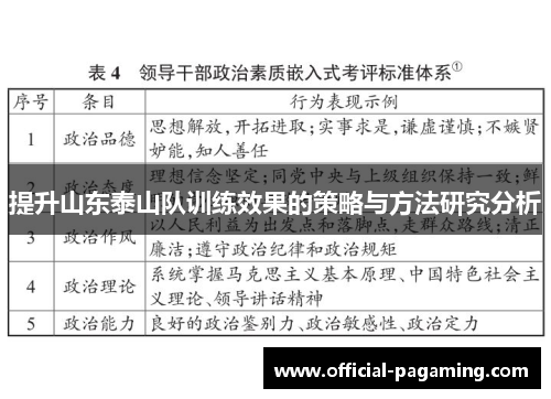 提升山东泰山队训练效果的策略与方法研究分析